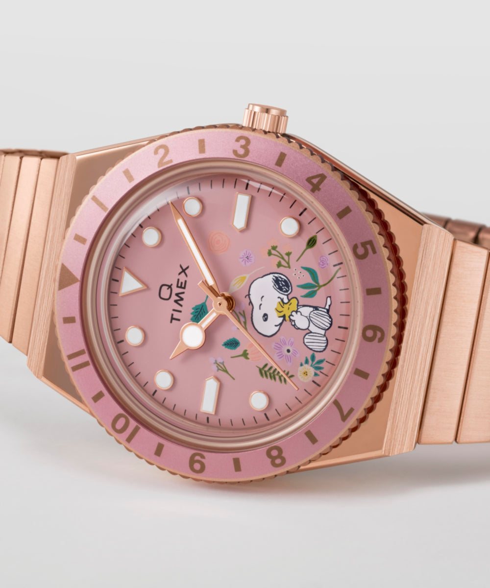 Peanuts® Q Timex® In Bloom 36mm Stainless Steel Expansion Band Watch
