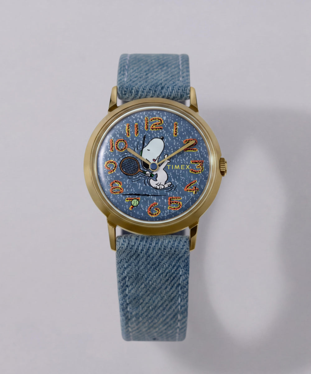 Peanuts® x Timex Marlin® 1965 Reissue Inspired Snoopy Tennis 34mm Fabric Strap Watch