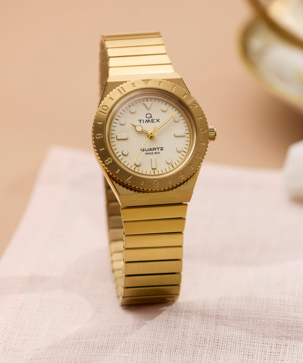 Q Timex® Mini 30mm Stainless Steel Expansion Band Watch