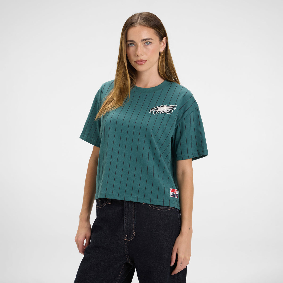 Kansas City Chiefs Throwback Women's Cropped Pinstripe T-Shirt