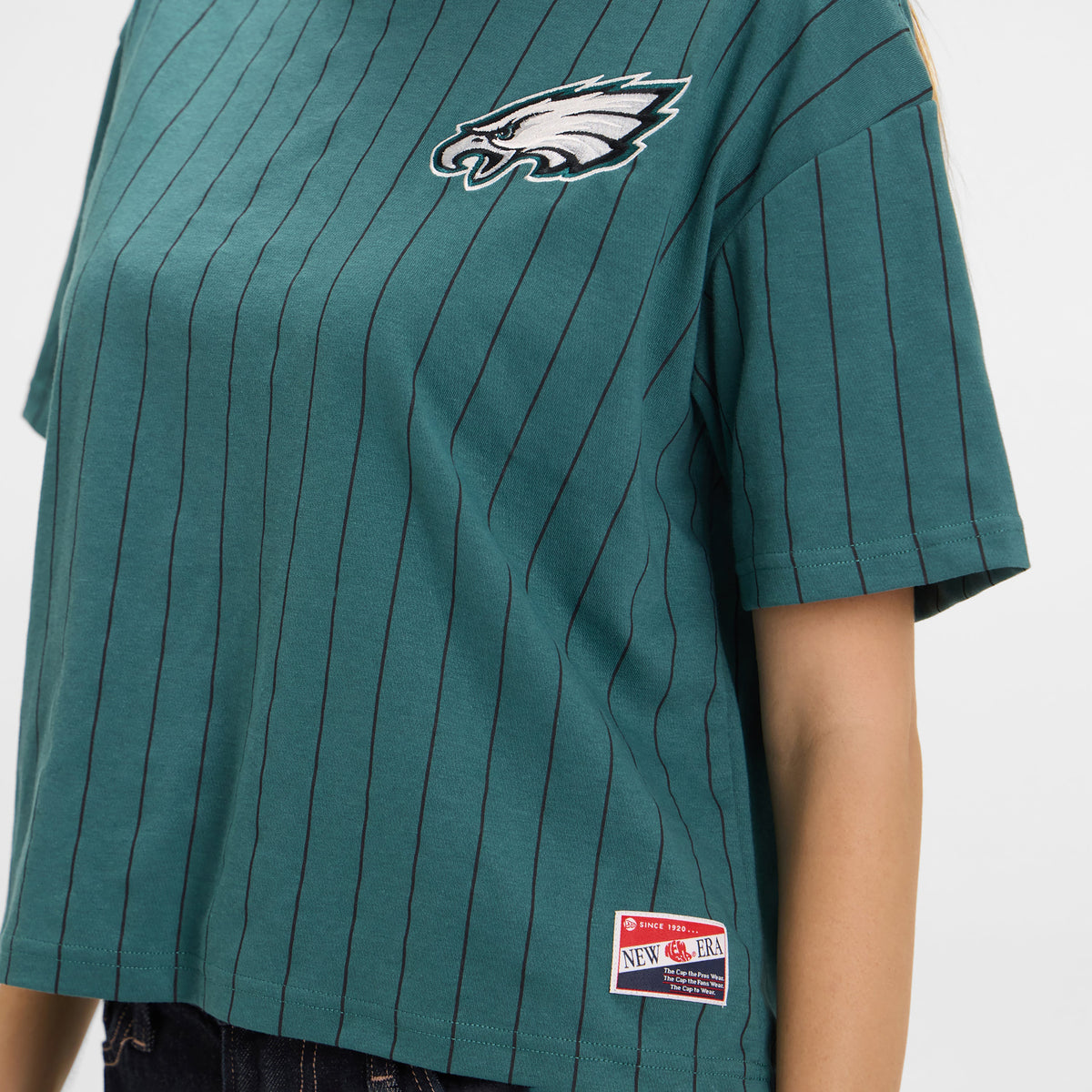 Denver Broncos Throwback Women's Cropped Pinstripe T-Shirt