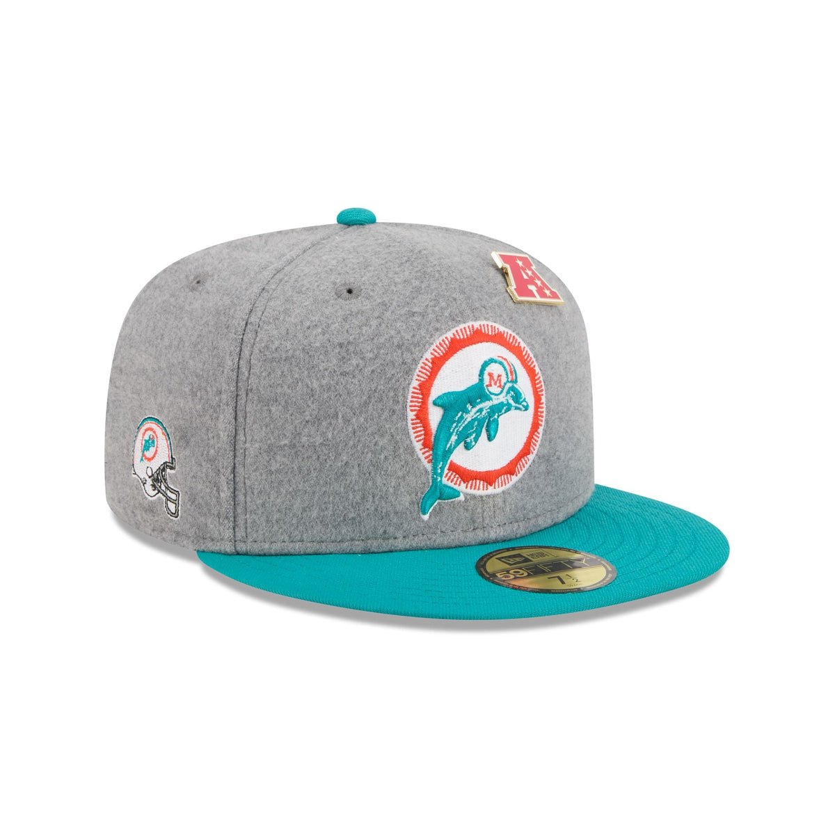 Miami Dolphins Heather Gray Wool 59FIFTY Fitted Hat