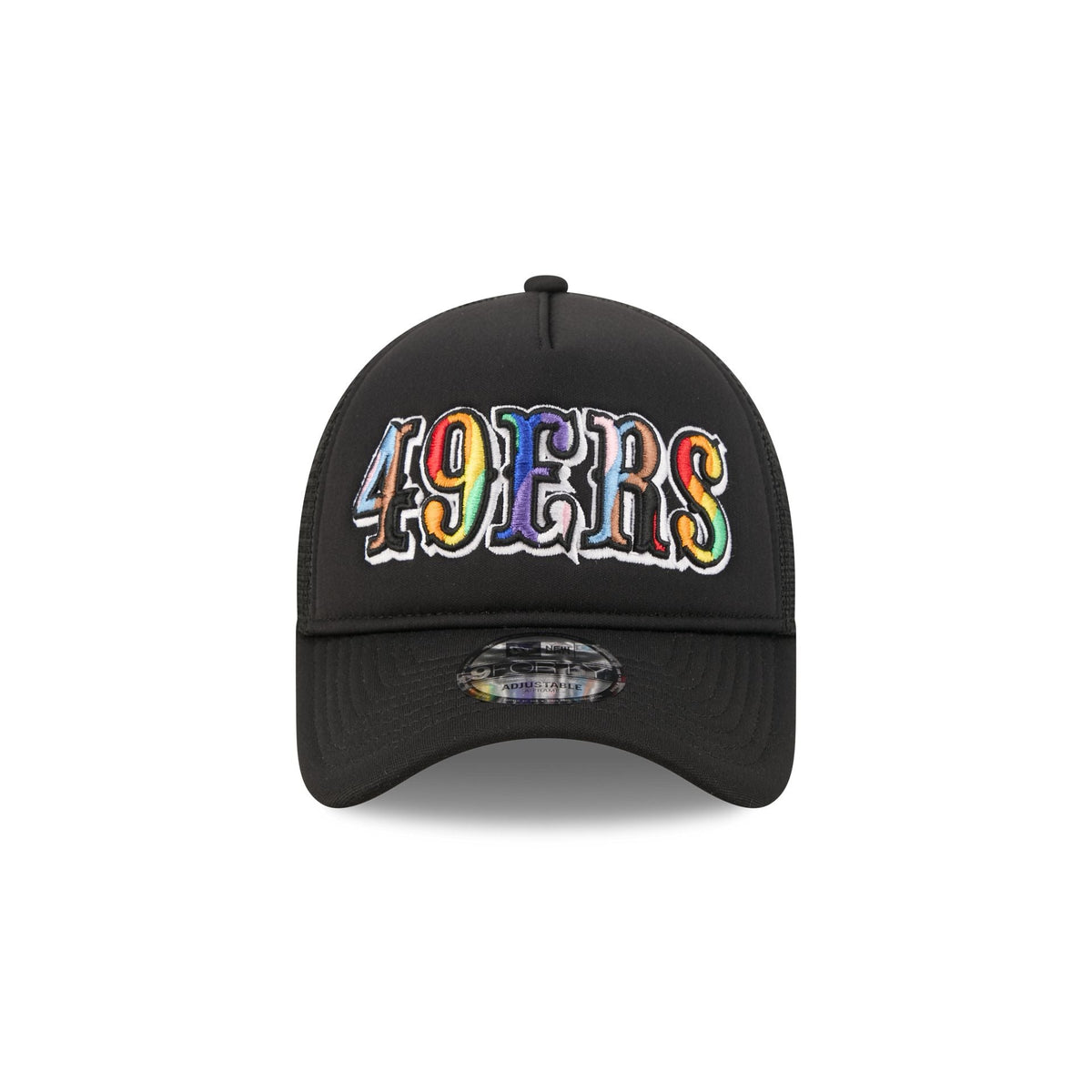 San Francisco 49ers Rainbow Wordmark 9FORTY A-Frame Trucker Hat