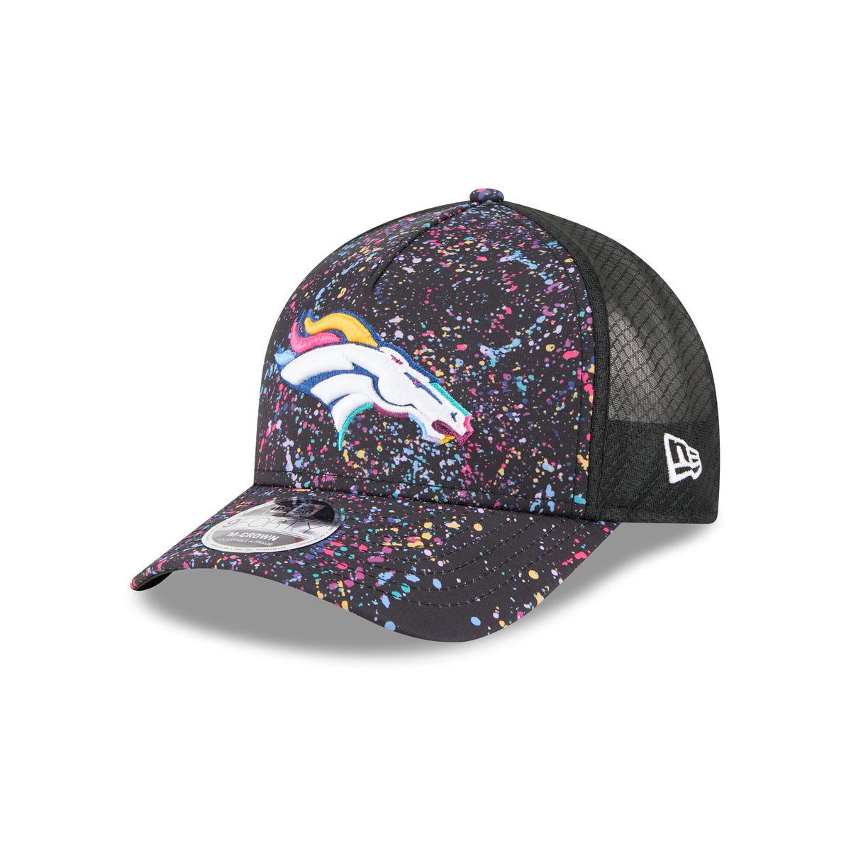 Denver Broncos 2025 Crucial Catch 9FORTY M-Crown A-Frame Trucker Hat