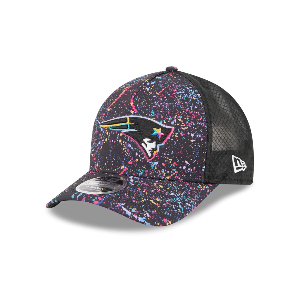 New England Patriots 2025 Crucial Catch 9FORTY M-Crown A-Frame Trucker Hat