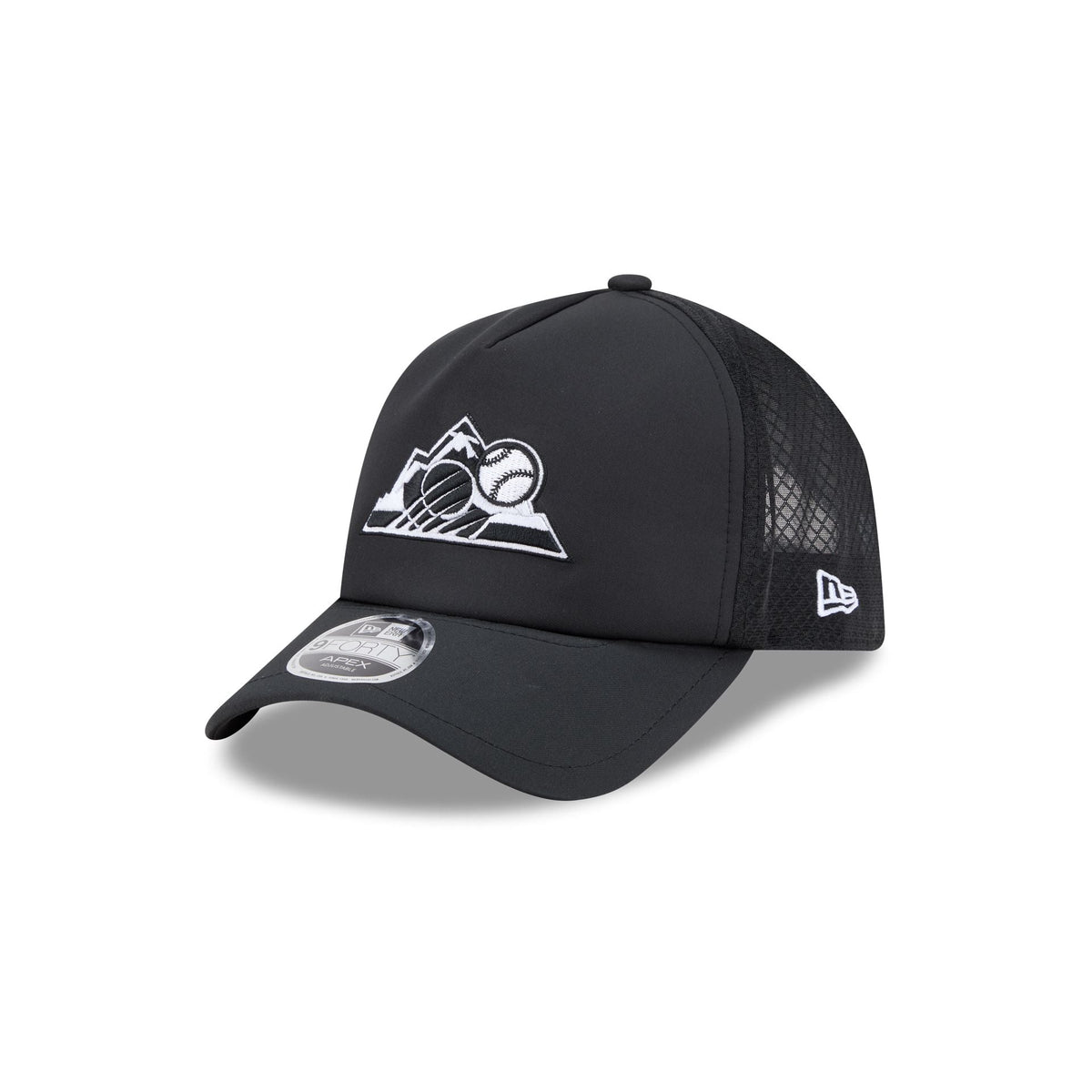 Colorado Rockies 2026 Batting Practice Alt Black 9FORTY APEX Trucker Hat