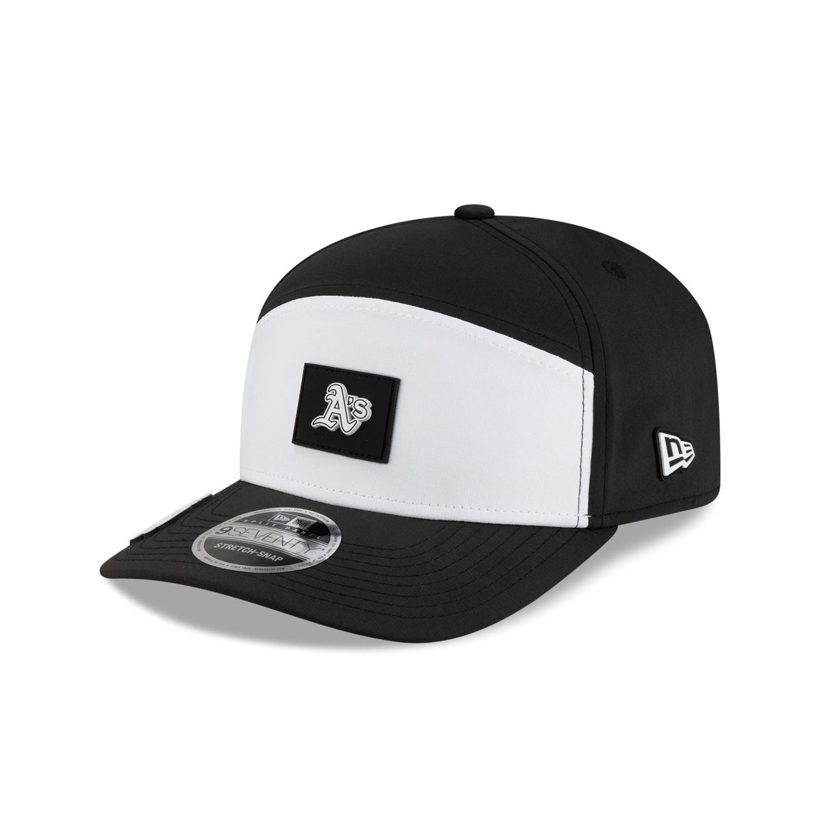 Athletics 2026 Clubhouse Black & White Split Panel 9SEVENTY Stretch-Snap Hat