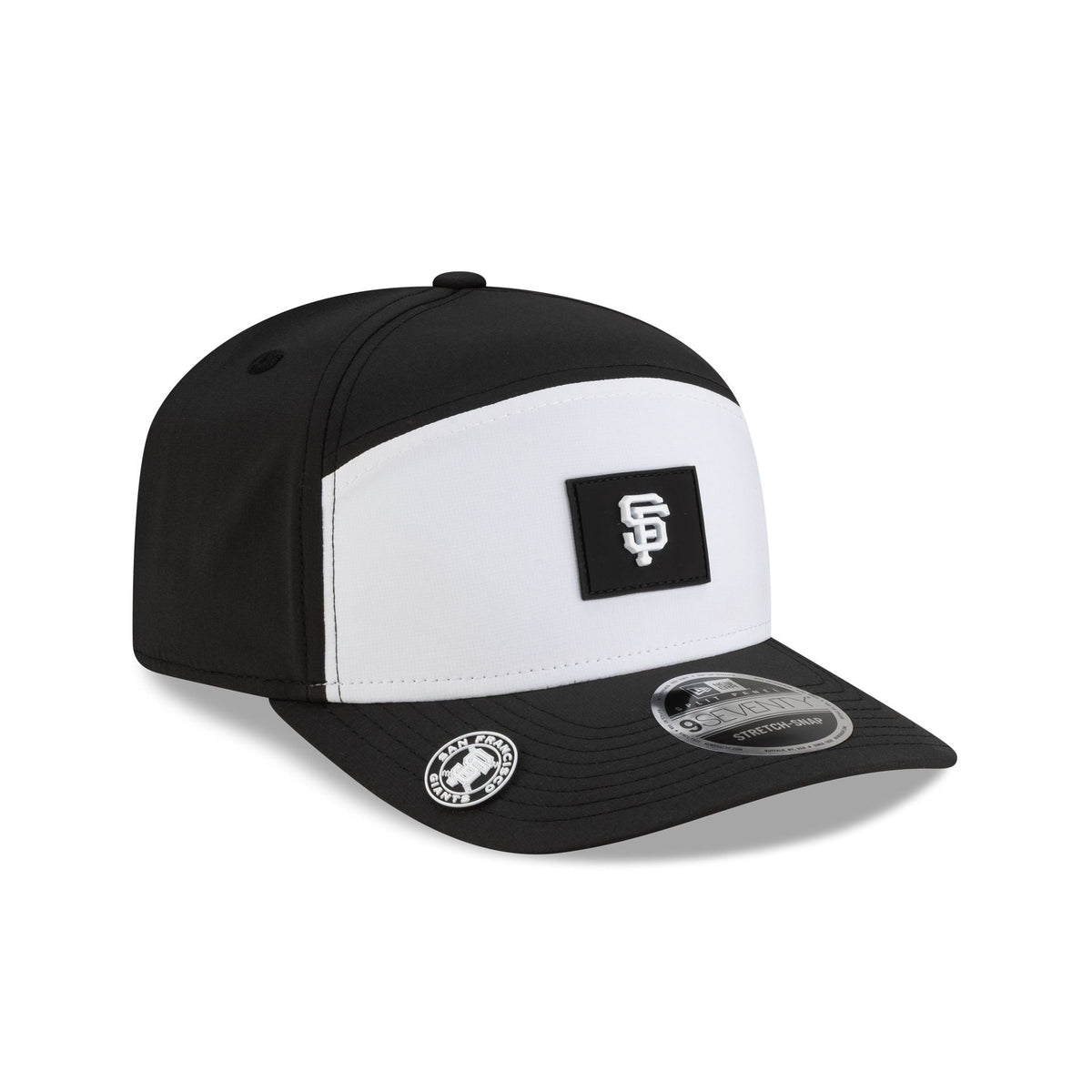 San Francisco Giants 2026 Clubhouse Black & White Split Panel 9SEVENTY Stretch-Snap Hat