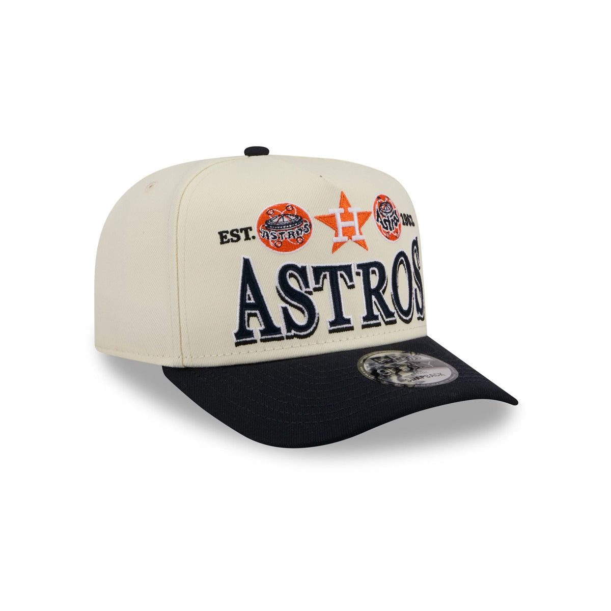 Houston Astros Three Hit Chrome White 9FIFTY A-Frame Snapback Hat