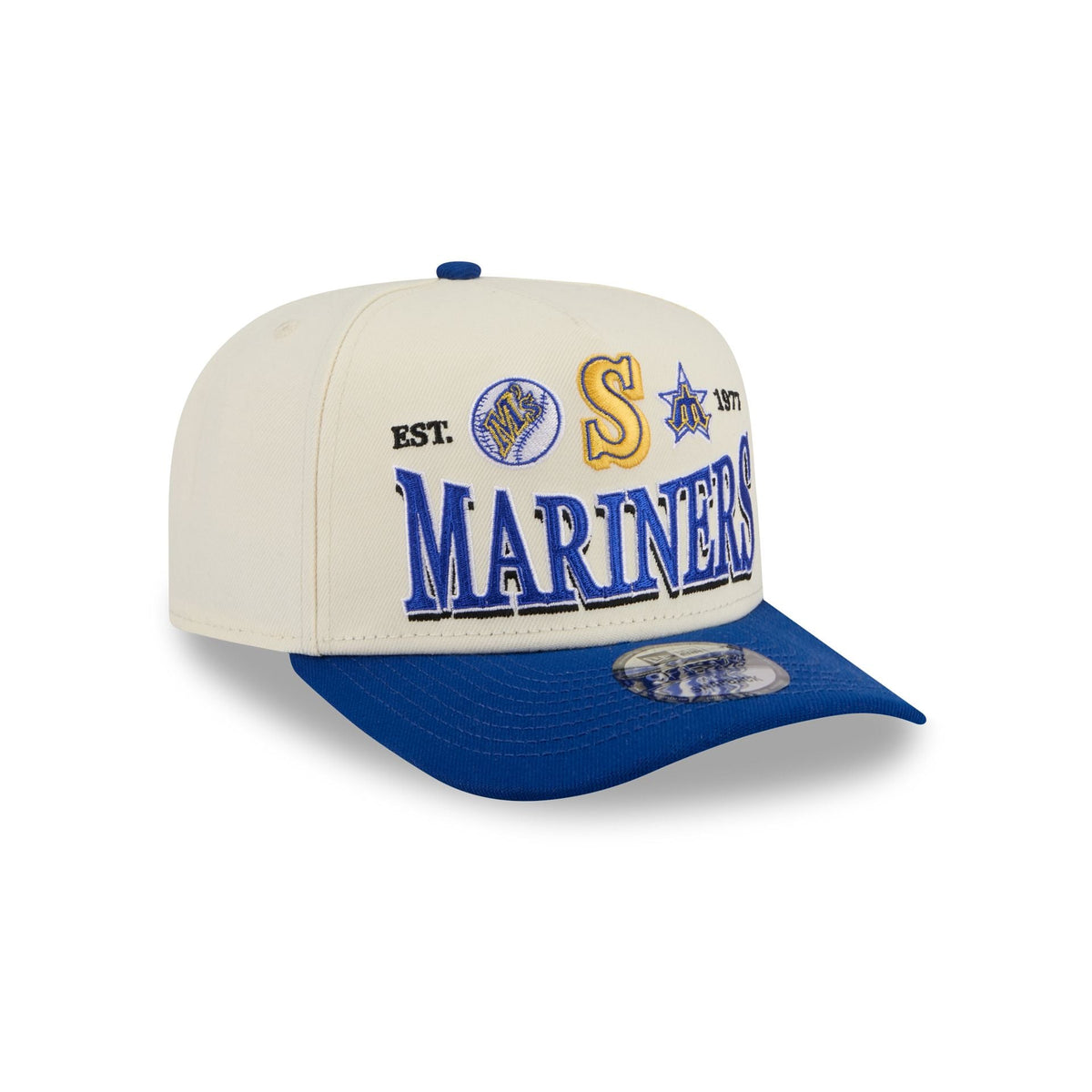 Seattle Mariners Three Hit Chrome White 9FIFTY A-Frame Snapback Hat