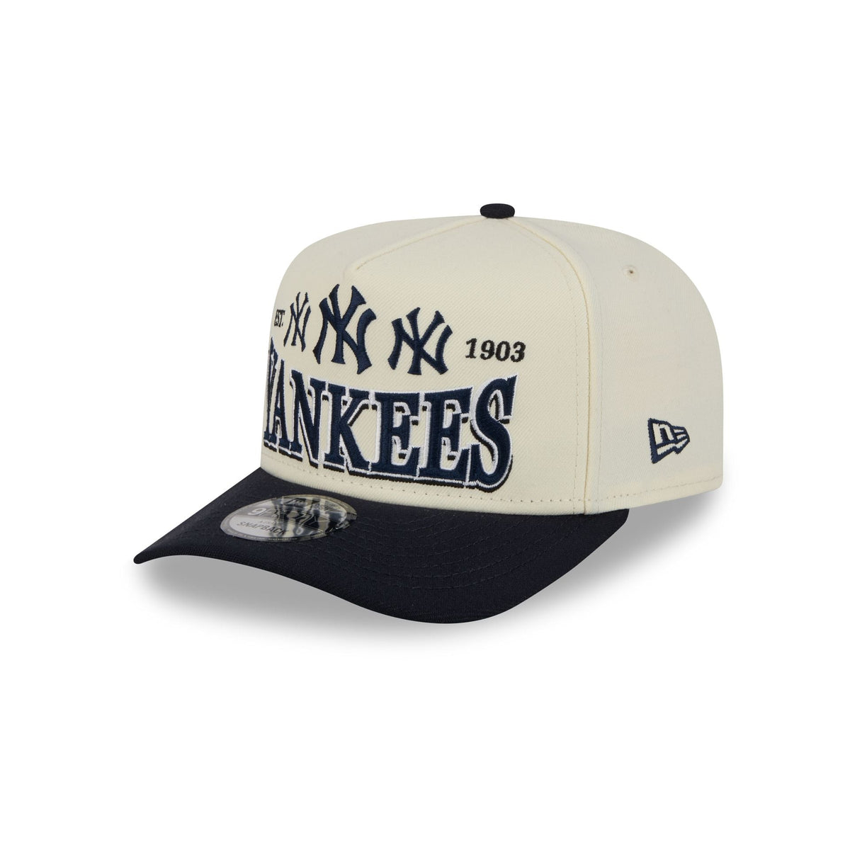 New York Yankees Three Hit Chrome White 9FIFTY A-Frame Snapback Hat