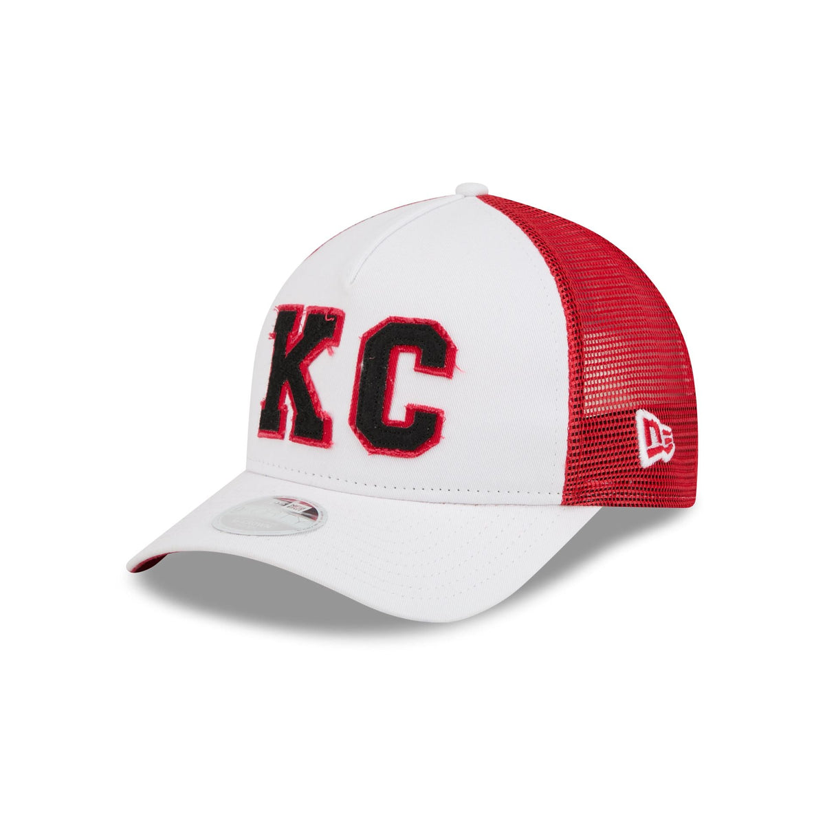 Kansas City Chiefs Optic White Felt Logo Women's 9FORTY M-Crown A-Frame Trucker Hat