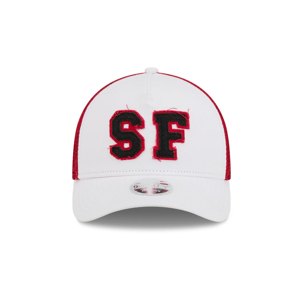 San Francisco 49ers Optic White Felt Logo Women's 9FORTY M-Crown A-Frame Trucker Hat