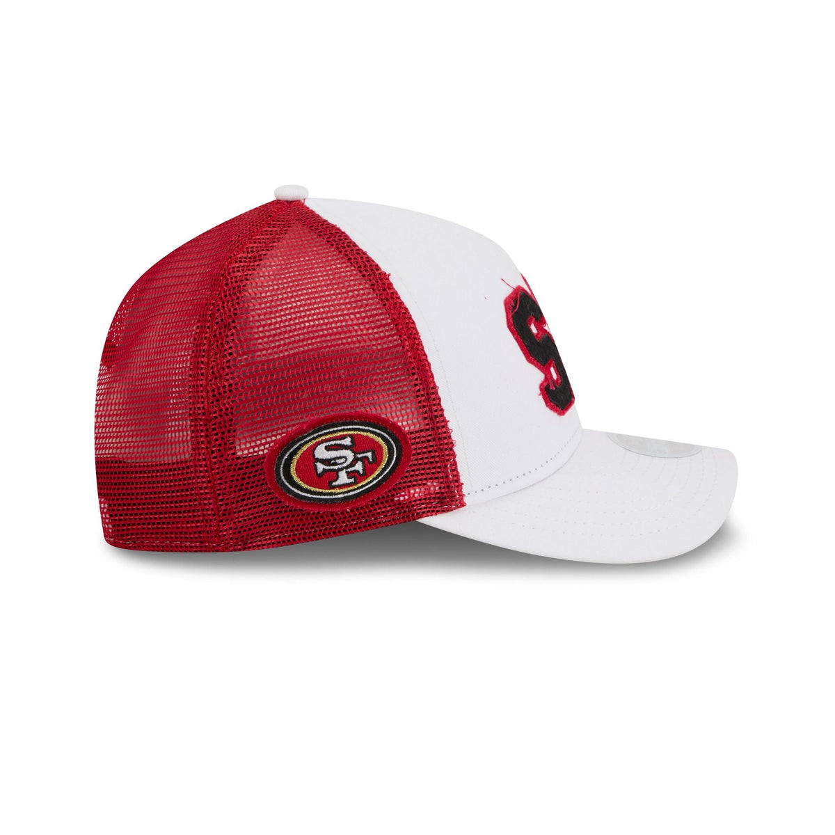 San Francisco 49ers Optic White Felt Logo Women's 9FORTY M-Crown A-Frame Trucker Hat