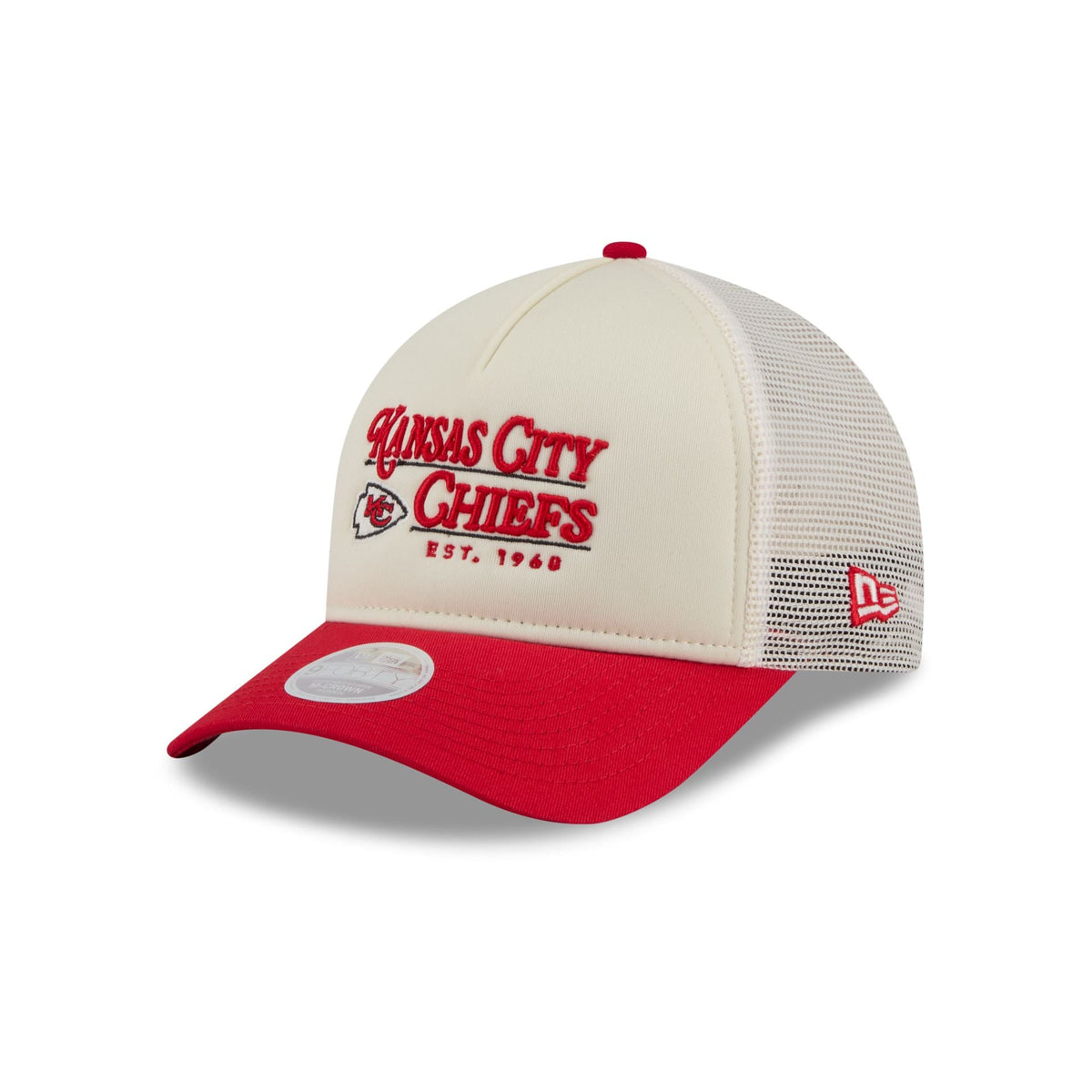 Kansas City Chiefs Retro Chrome Women's White 9FORTY M-Crown A-Frame Trucker Hat