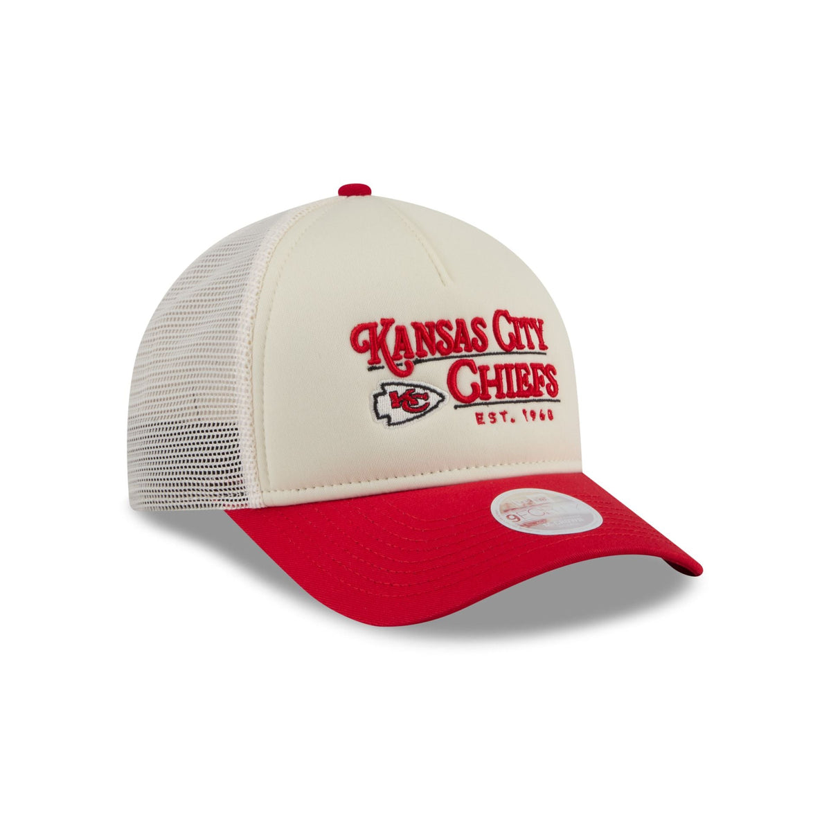 Kansas City Chiefs Retro Chrome Women's White 9FORTY M-Crown A-Frame Trucker Hat