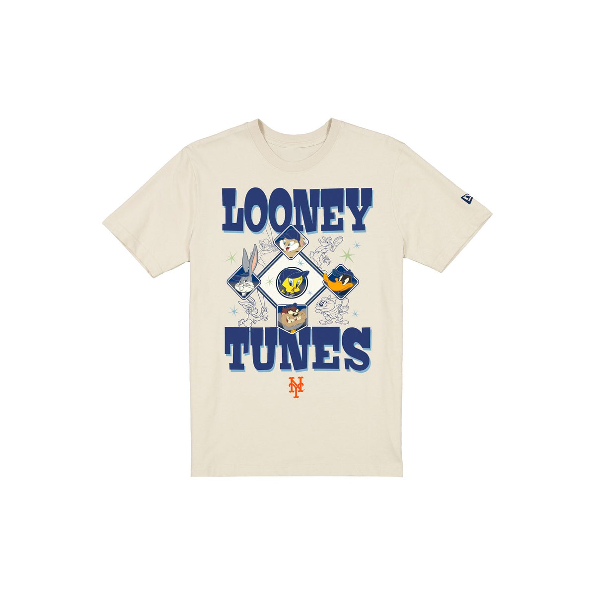 New York Mets Looney Tunes Diamond Chrome White T-Shirt
