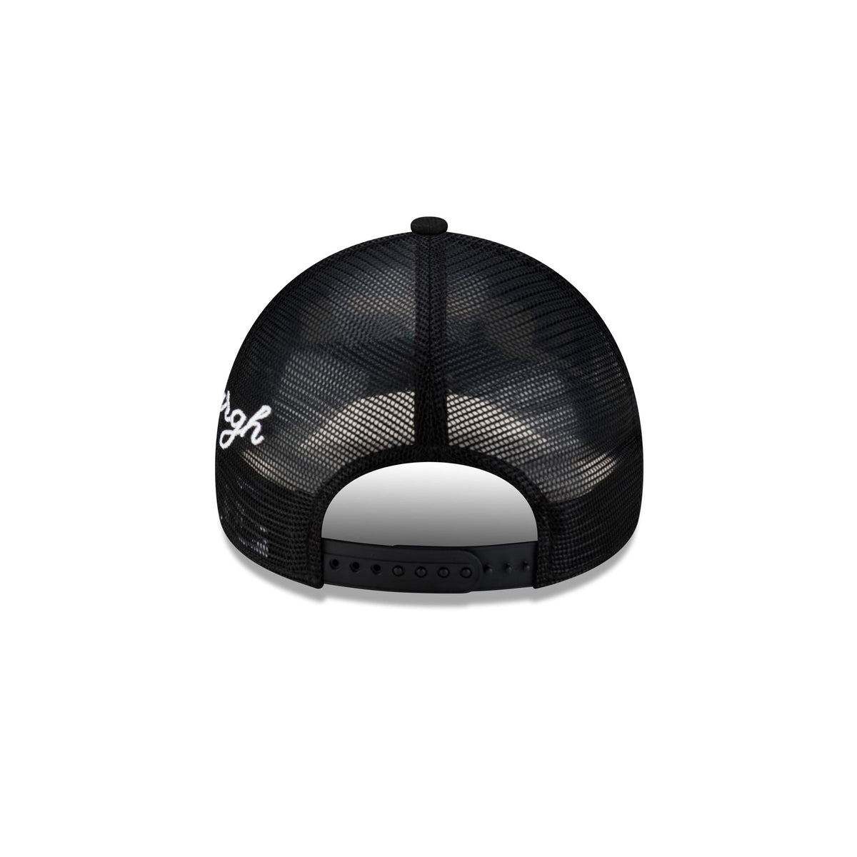 Pittsburgh Steelers Side Script Black 9FORTY A-Frame Trucker Hat