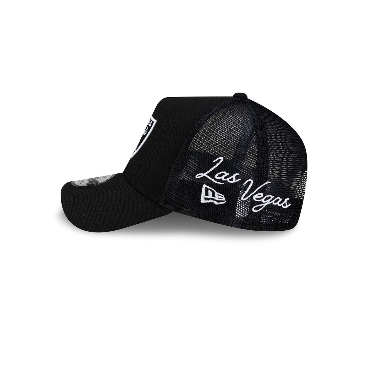 Las Vegas Raiders Side Script 9FORTY A-Frame Trucker Hat