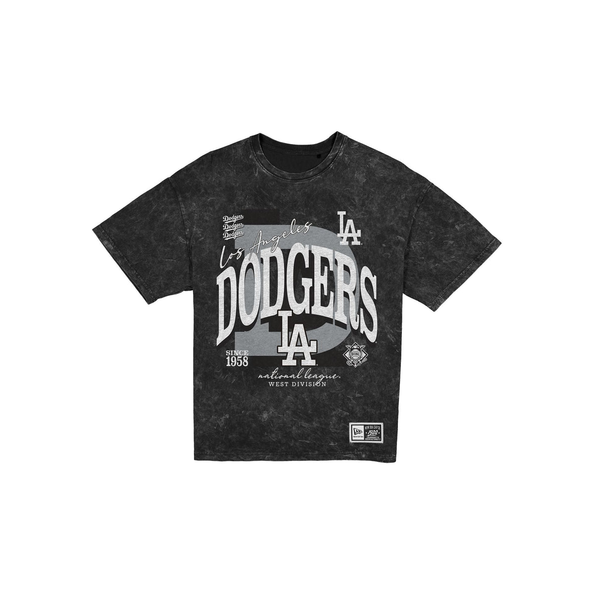 Los Angeles Dodgers Women's Throwback Oversized Black Washed T-Shirt