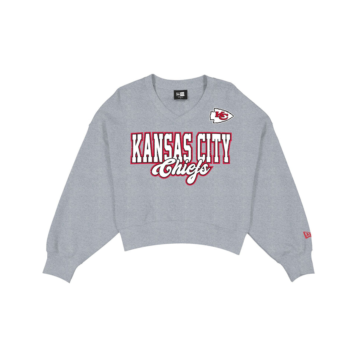 Kansas City Chiefs Women's Heather Gray Glitter Crewneck