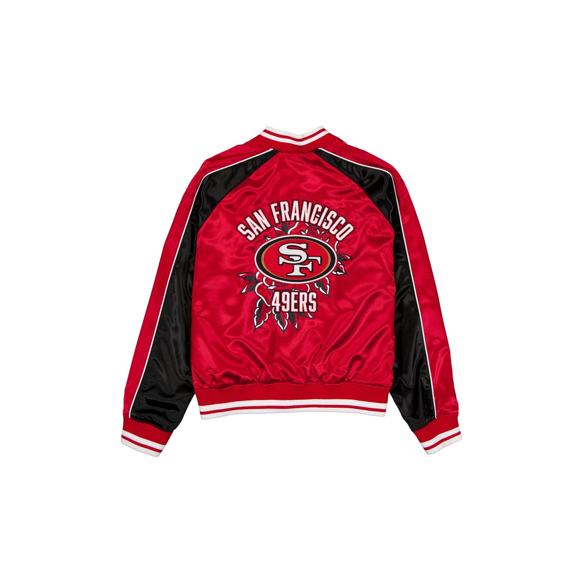 San Francisco 49ers Women's Floral Satin Varsity Jacket