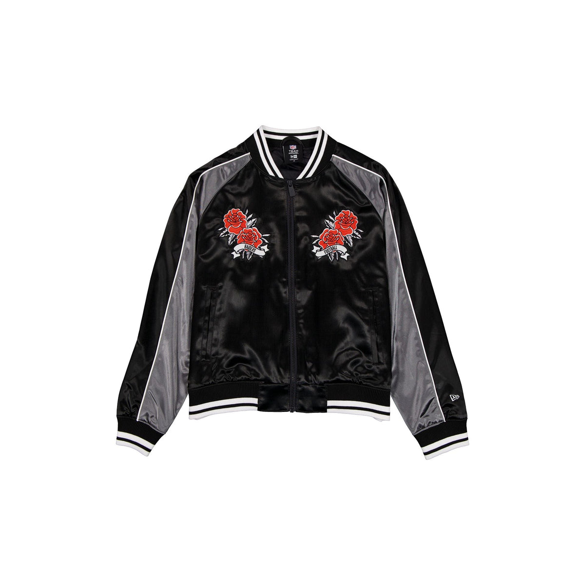 Las Vegas Raiders Women's Floral Satin Varsity Jacket