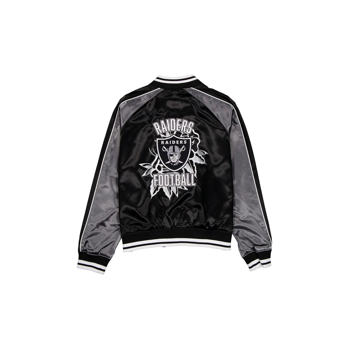 Las Vegas Raiders Women's Floral Satin Varsity Jacket