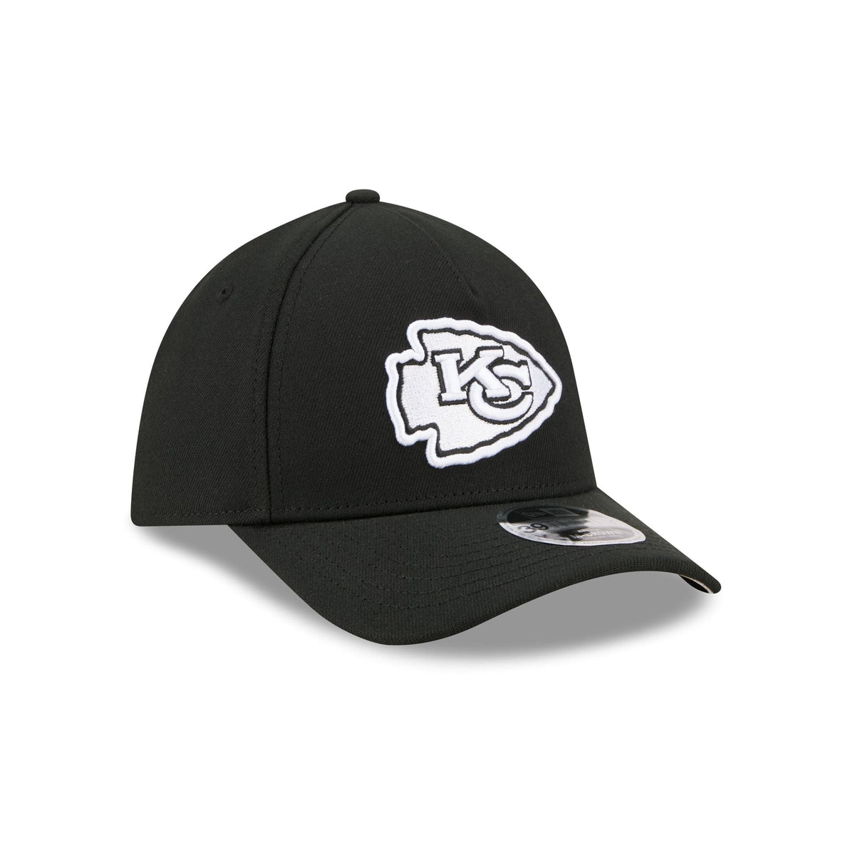 Kansas City Chiefs Poly Black & White 39THIRTY M-Crown A-Frame Stretch Fit Hat