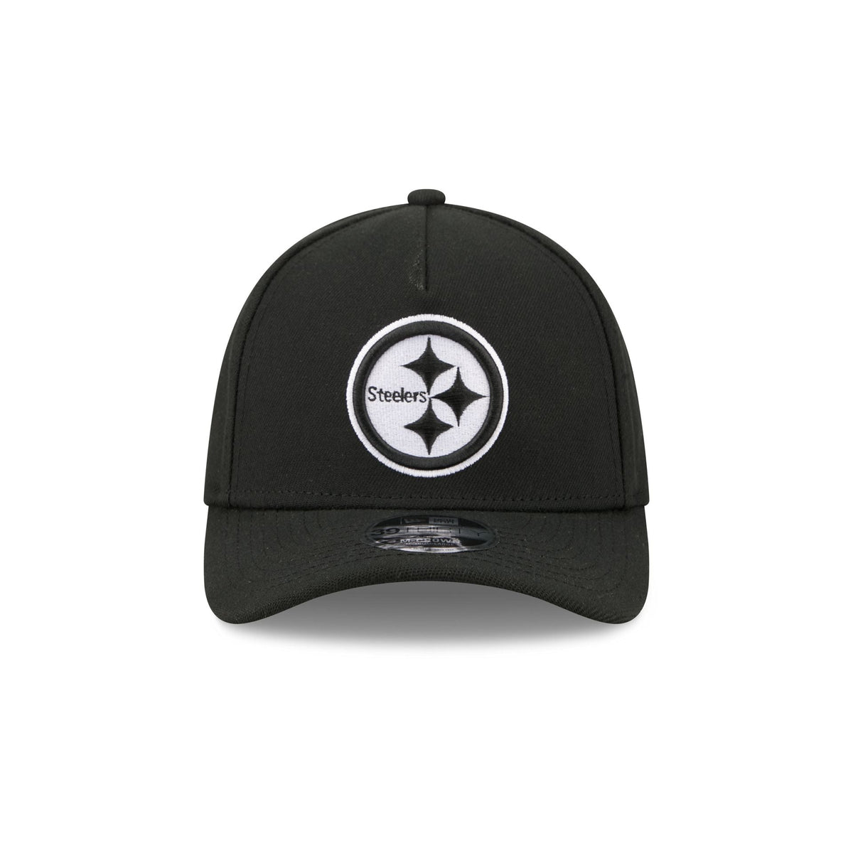 Pittsburgh Steelers Poly Black & White 39THIRTY M-Crown A-Frame Stretch Fit Hat