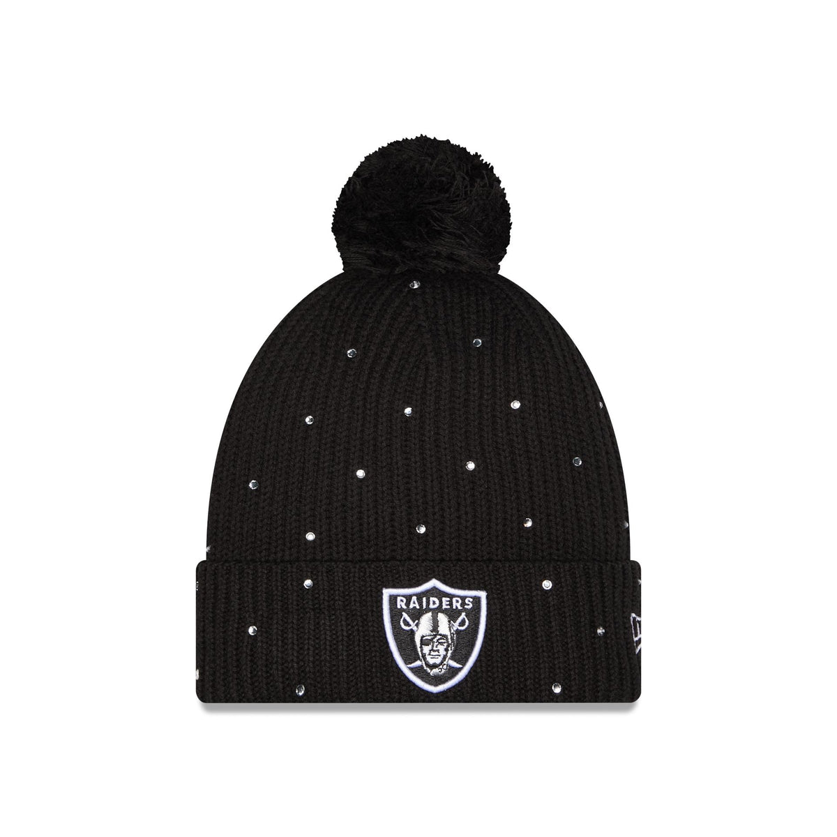 Las Vegas Raiders Women's Rhinestone Pom Knit Hat