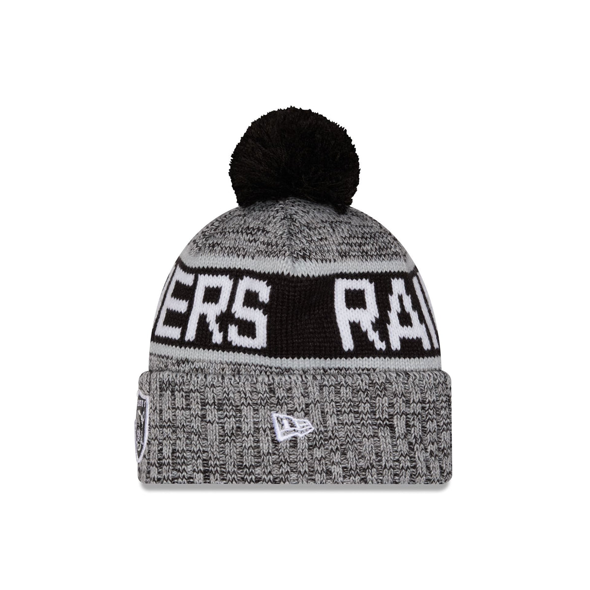 Las Vegas Raiders Tri Color Pom Knit Hat