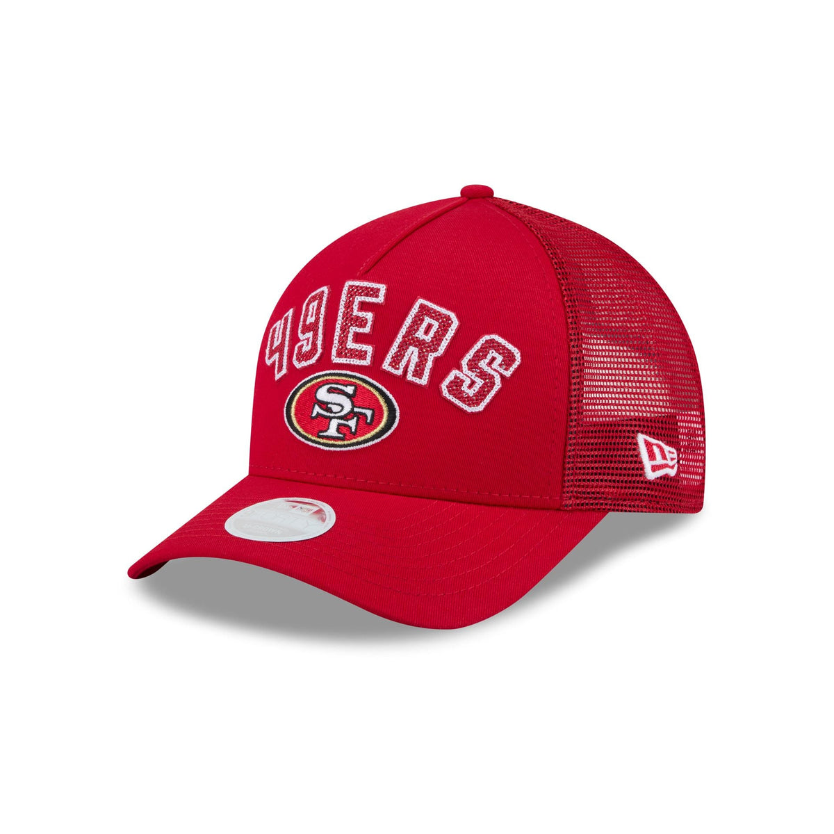 San Francisco 49ers Sequin Wordmark Women's 9FORTY M-Crown A-Frame Trucker Hat
