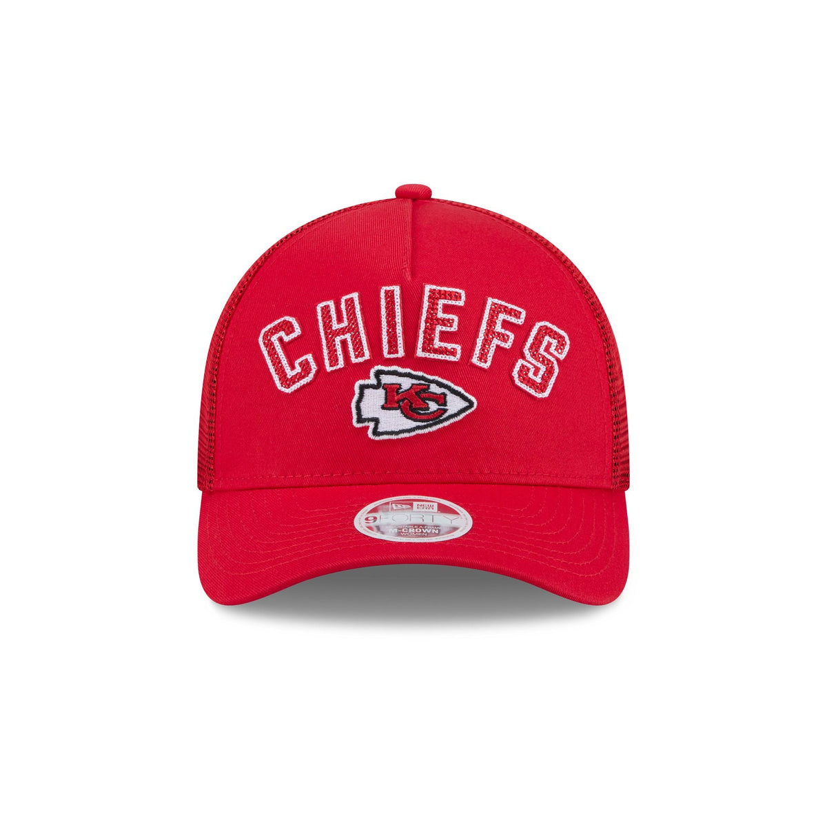 Kansas City Chiefs Sequin Wordmark Women's 9FORTY M-Crown A-Frame Trucker Hat