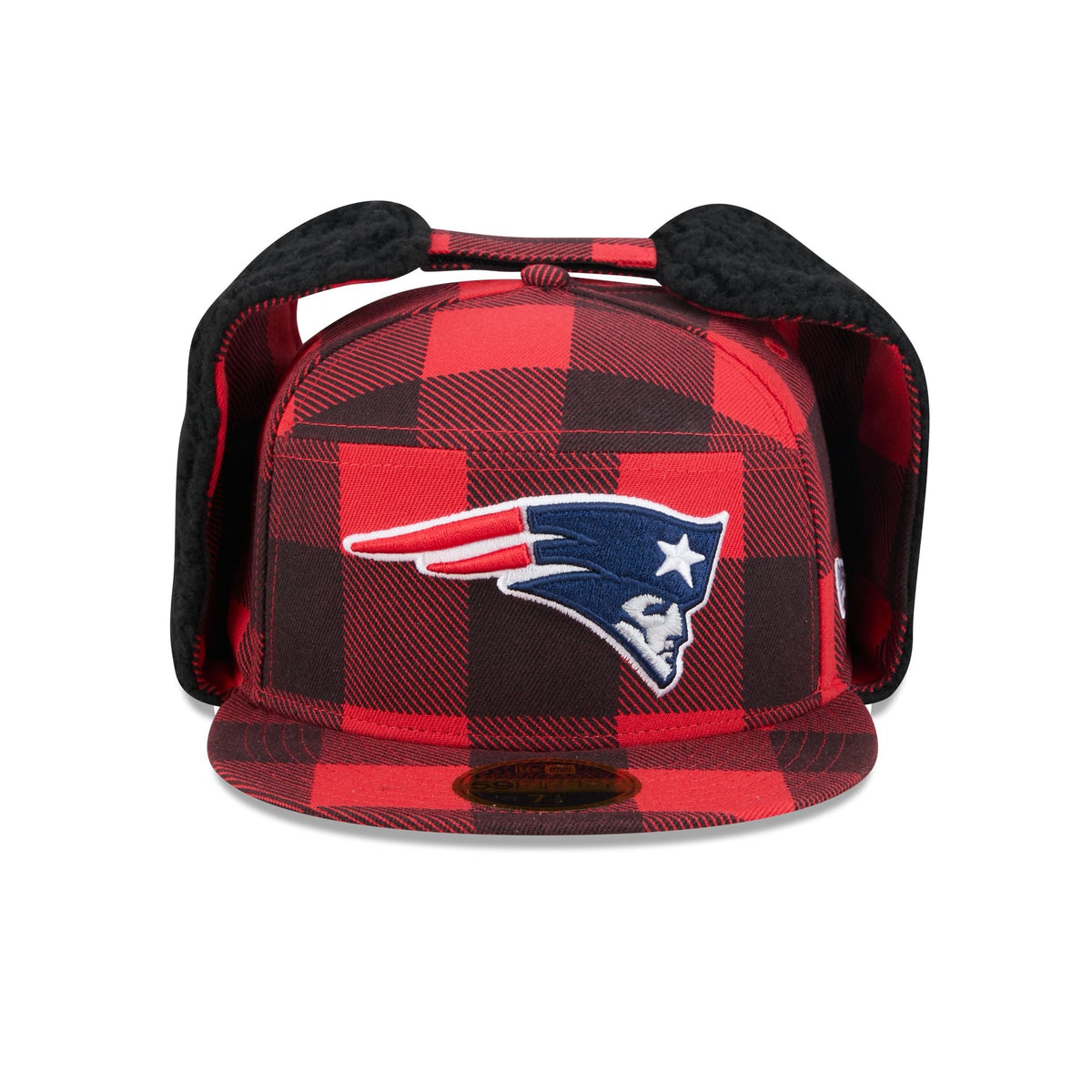 New England Patriots Plaid Split Panel Dog Ear 59FIFTY Fitted Hat