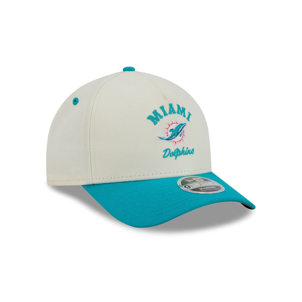 Miami Dolphins Arched Graphic Chrome White 9FORTY M-Crown A-Frame Snapback Hat