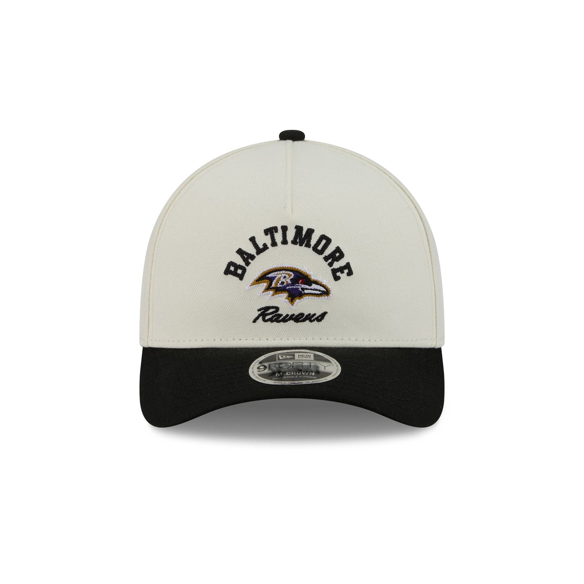 Baltimore Ravens Arched Graphic Chrome White 9FORTY M-Crown A-Frame Snapback Hat
