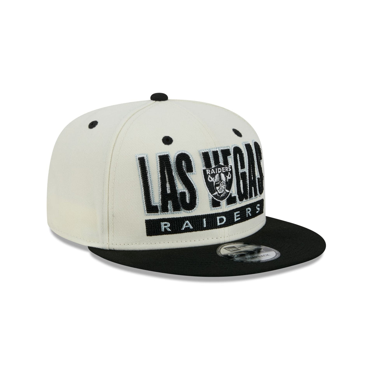 Las Vegas Raiders Classic Stacked Chrome 9FIFTY Snapback Hat