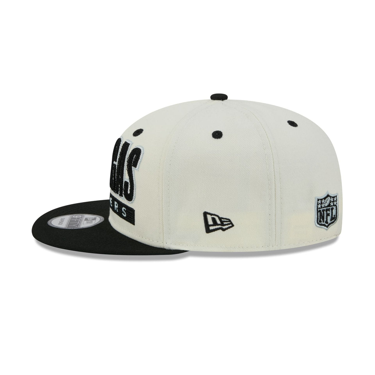Las Vegas Raiders Classic Stacked Chrome 9FIFTY Snapback Hat
