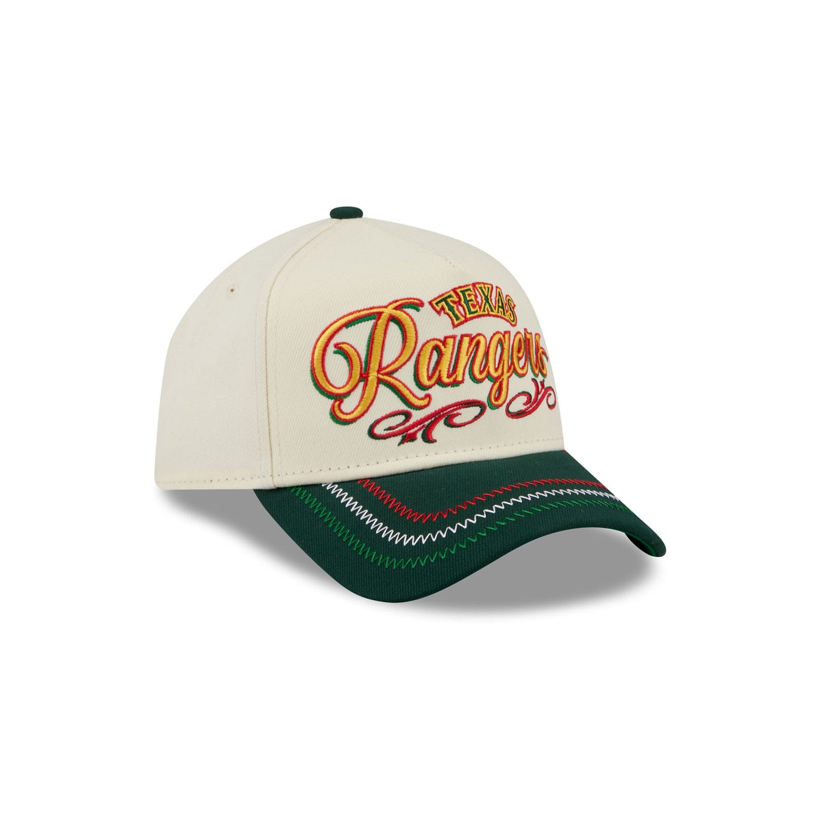 Texas Rangers Cinco de Mayo Chrome White 9FORTY A-Frame Snapback Hat