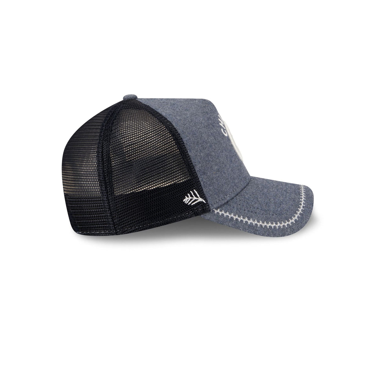 Chicago Cubs Navy Brushed Chambray 9FORTY A-Frame Trucker Hat