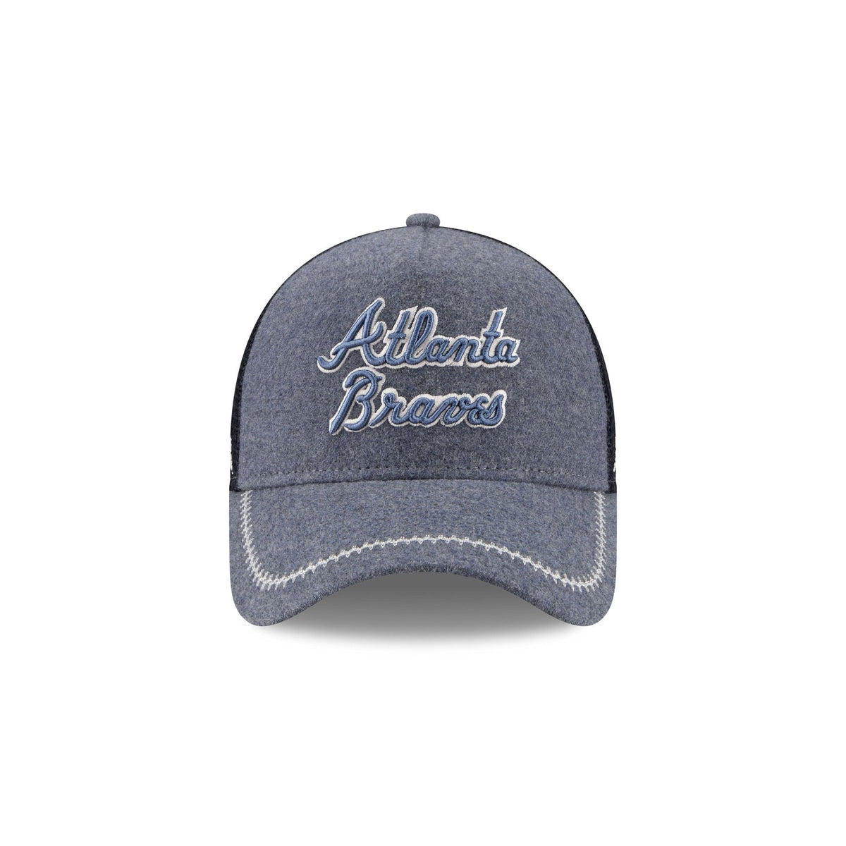 Atlanta Braves Navy Brushed Chambray 9FORTY A-Frame Trucker Hat