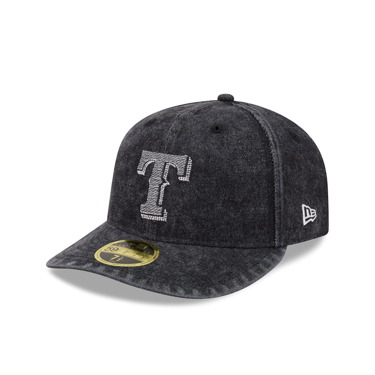 Texas Rangers Black Denim Low Profile 59FIFTY Fitted Hat
