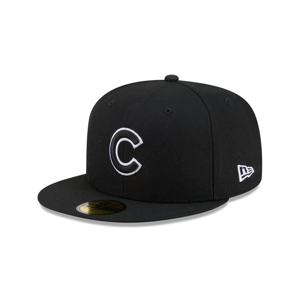 Chicago Cubs Black and White Basic 59FIFTY Fitted Hat