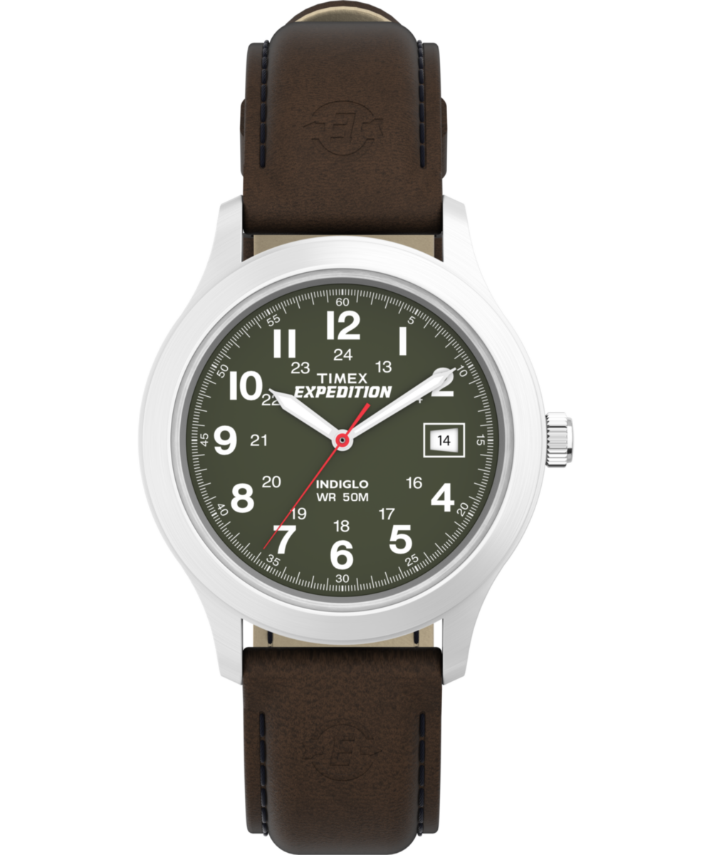 Expedition Metal Field 39mm Leather Strap Watch