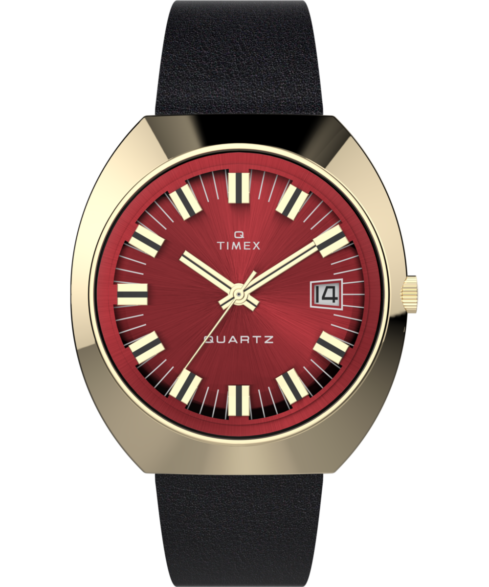 Q Timex 1972 Reissue 39mm Leather Strap Watch