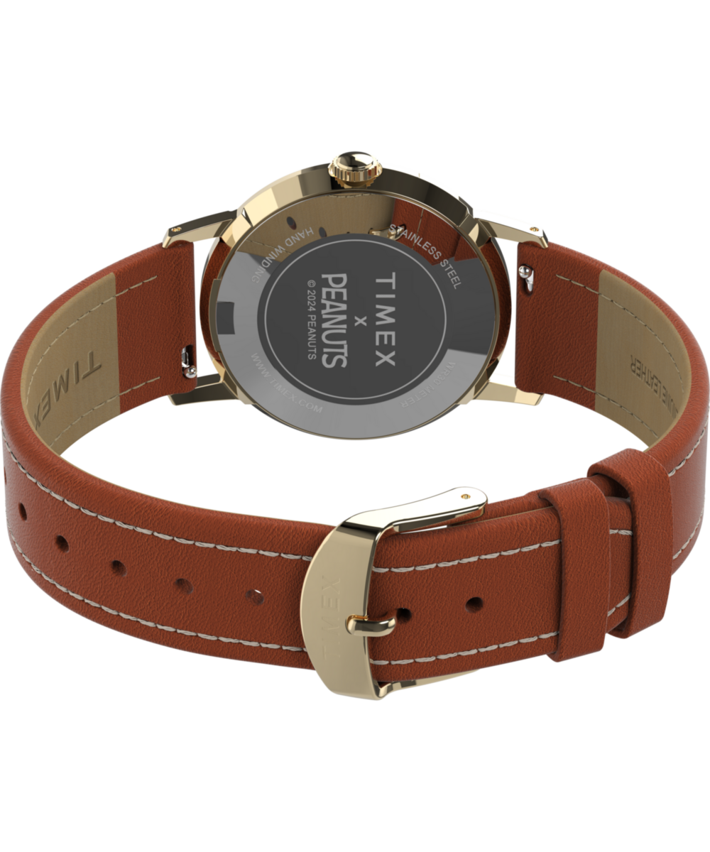Peanuts® x Timex Marlin® Hand-Wound Snoopy Tennis 34mm Leather Strap Watch