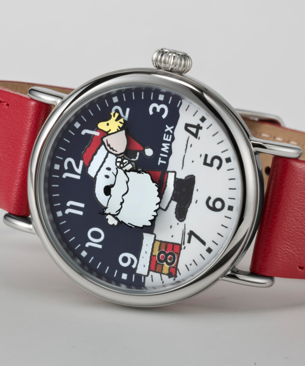 Peanuts® x Timex Standard Snoopy Santa 40mm Leather Strap Watch