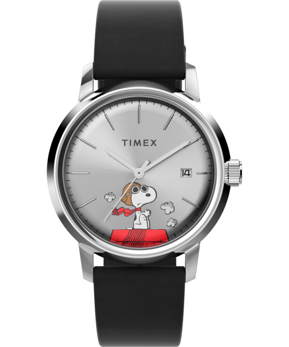 Peanuts® x Timex Marlin® Automatic Snoopy Flying Ace 40mm Leather Strap Watch