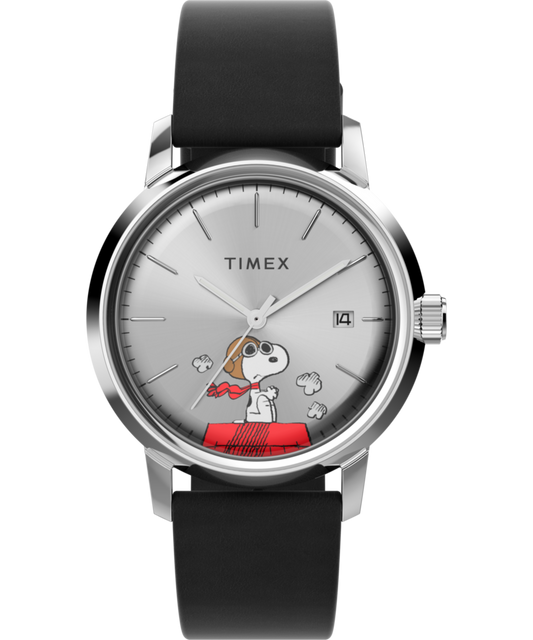 Peanuts® x Timex Marlin® Automatic Snoopy Flying Ace 40mm Leather Strap Watch